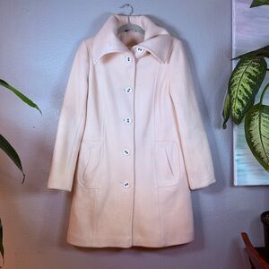 Le Chateau Wool Blend Cream Peter Pan Collar Oversized Button Bohemian Coat M